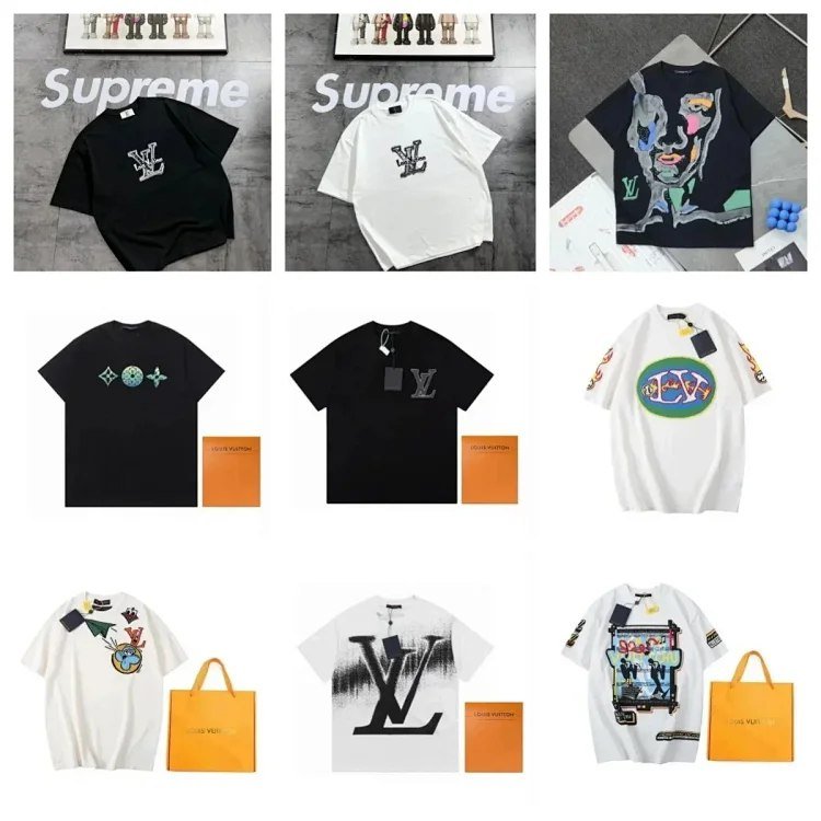 Louis Vuitton LV fashionable versatile printed casual men's T-shirt -2
