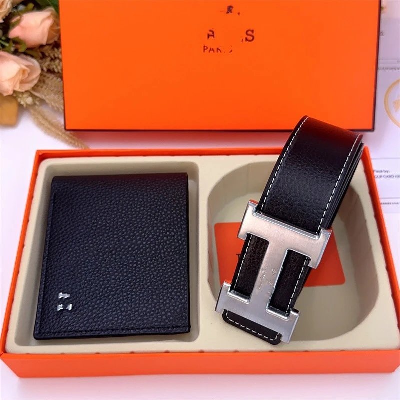 Hermès H Buckle Belt & Wallet Set [21 styles] -2