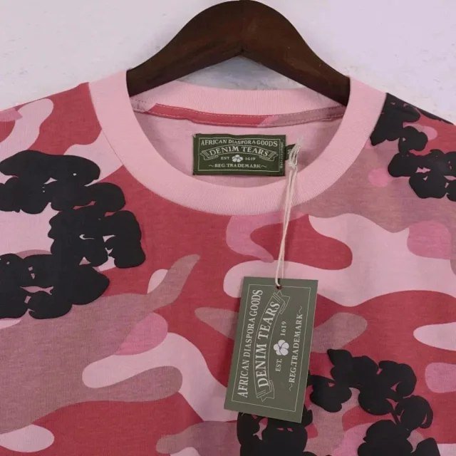  DENIM TEARS Kapok Camouflage Foam Print Loose Short-sleeved T-shirt Shorts Set [10 styles] -2