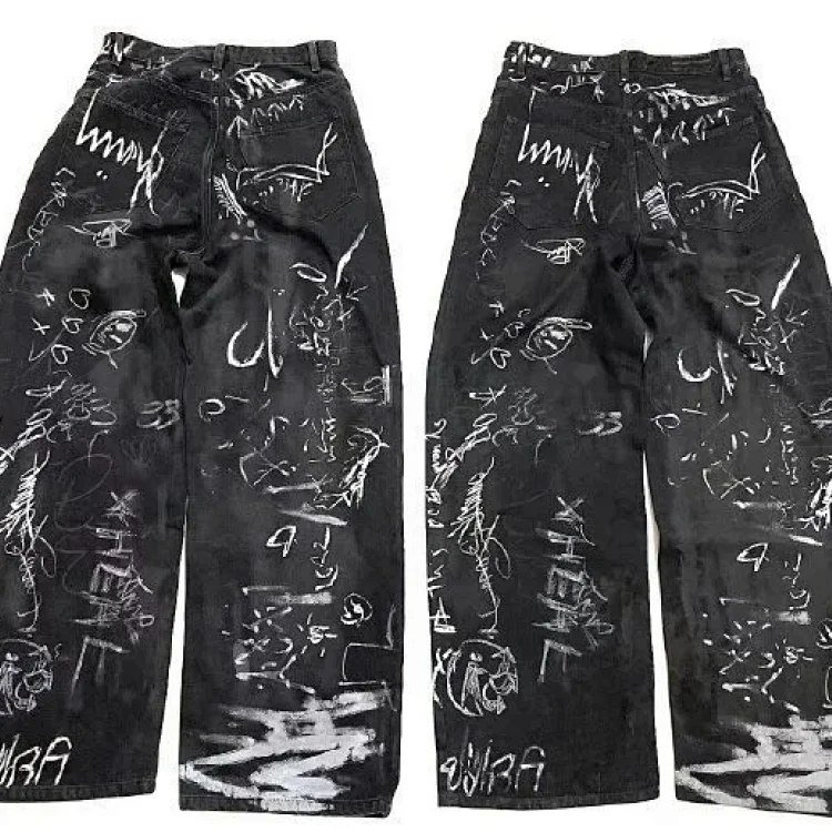 Balenciaga Graffiti Washed Denim Trousers [1 style] -2