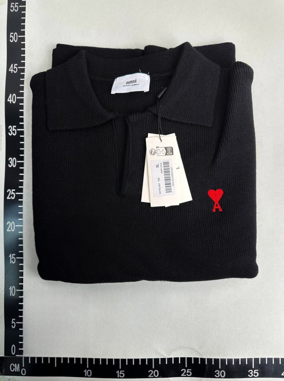 Ami Heart Logo Ribbed Polo Sweater [2 styles] -2