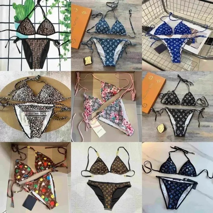 LV Monogram, Gucci GG Supreme, Fendi FF, Dior Oblique, Chanel Camellia Bikini Sets [40 styles] -3